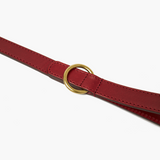 Crimson Red Leather Dog Lead with Gold Hardware The Stately Hound