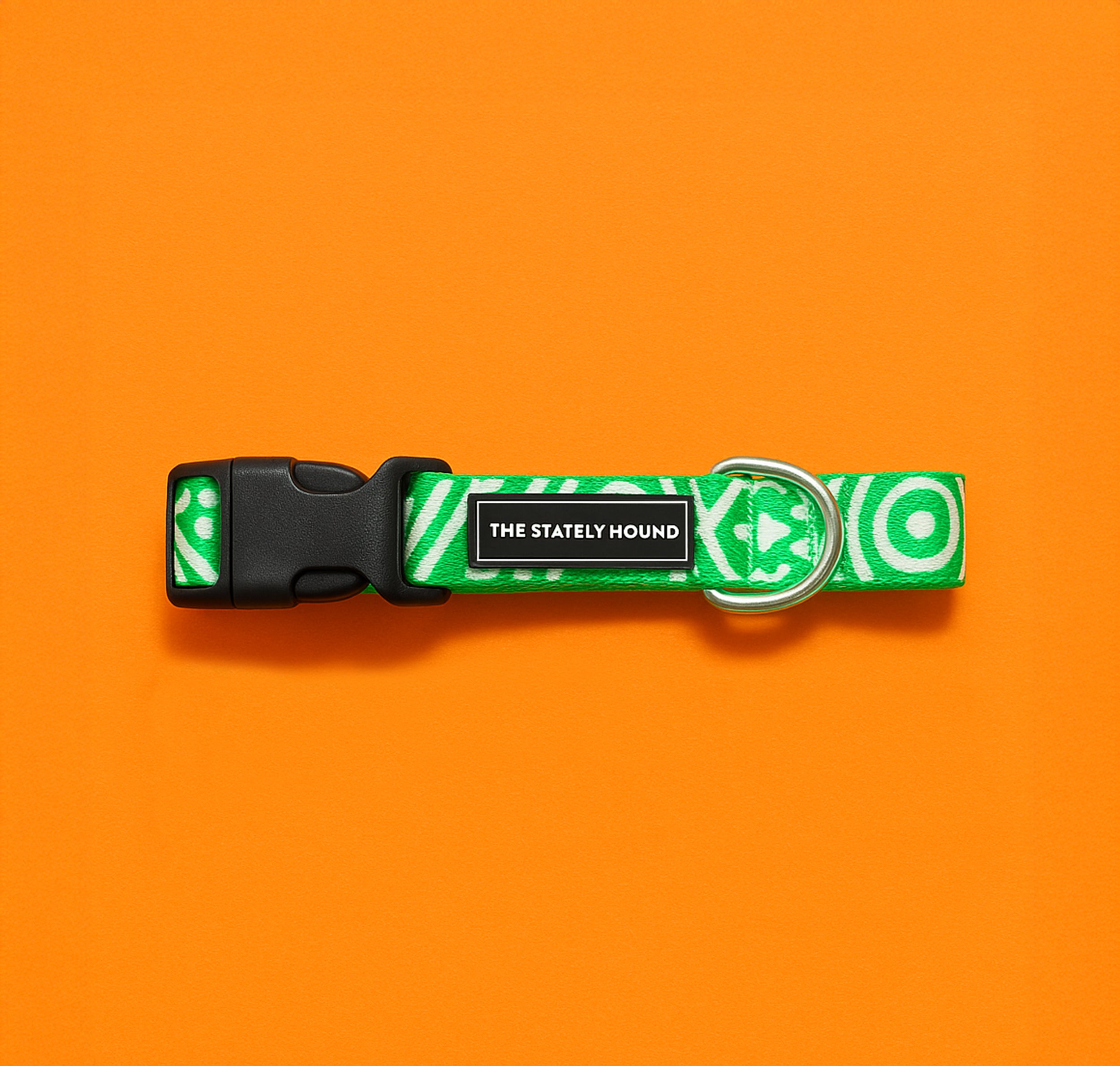 Adjustable Green & White Geometric Dog Collar - Water-Resistant & Durable The Stately Hound