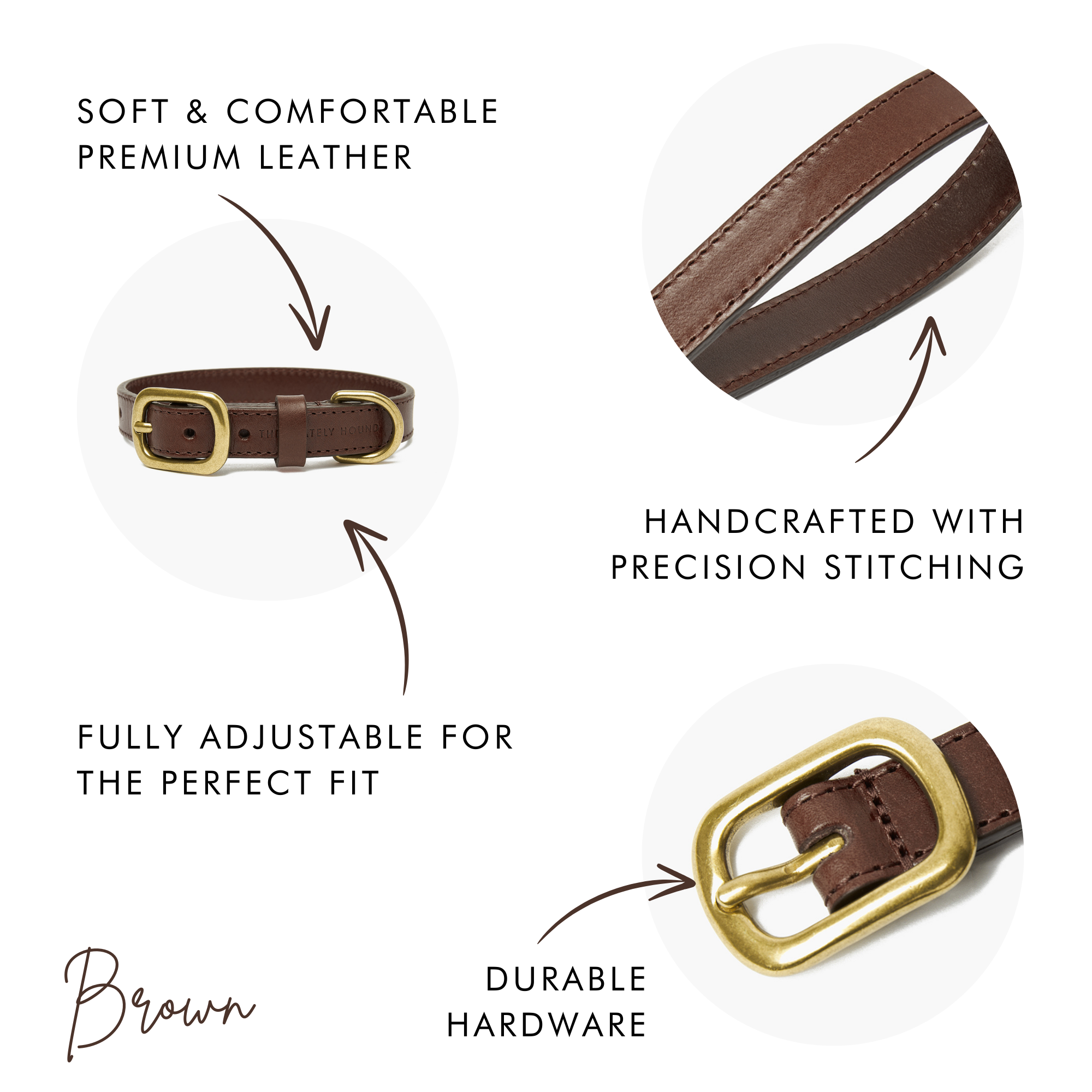 Chocolate Brown Leather Dog Collar – Durable & Stylish The Stately Hound