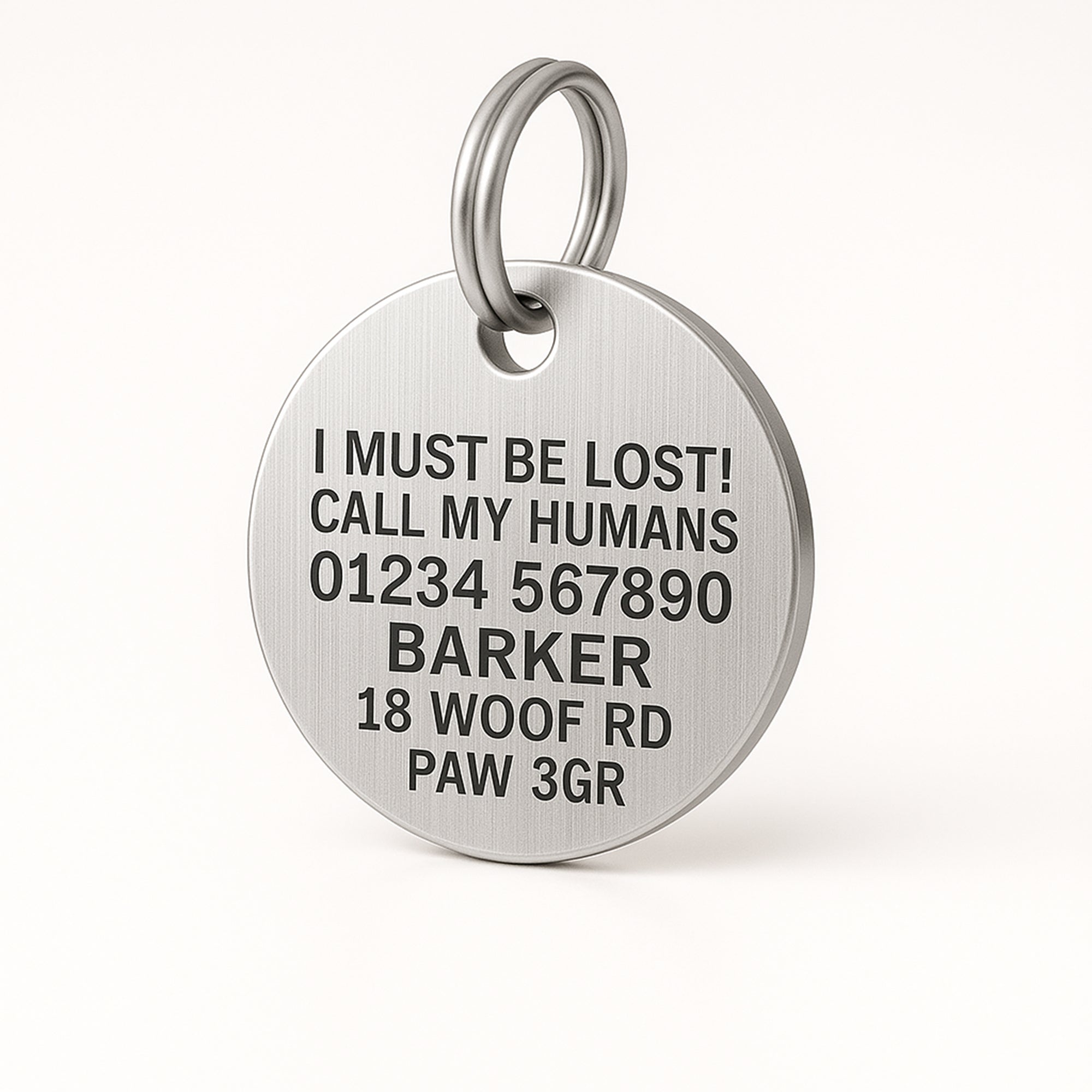 Silver Stainless Steel Personalised Dog Collar Tag with Custom Engraved Pet Name and Stars The Stately Hound