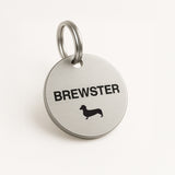 Custom Stainless Steel Dog Name Tag with Breed Silhouette The Stately Hound