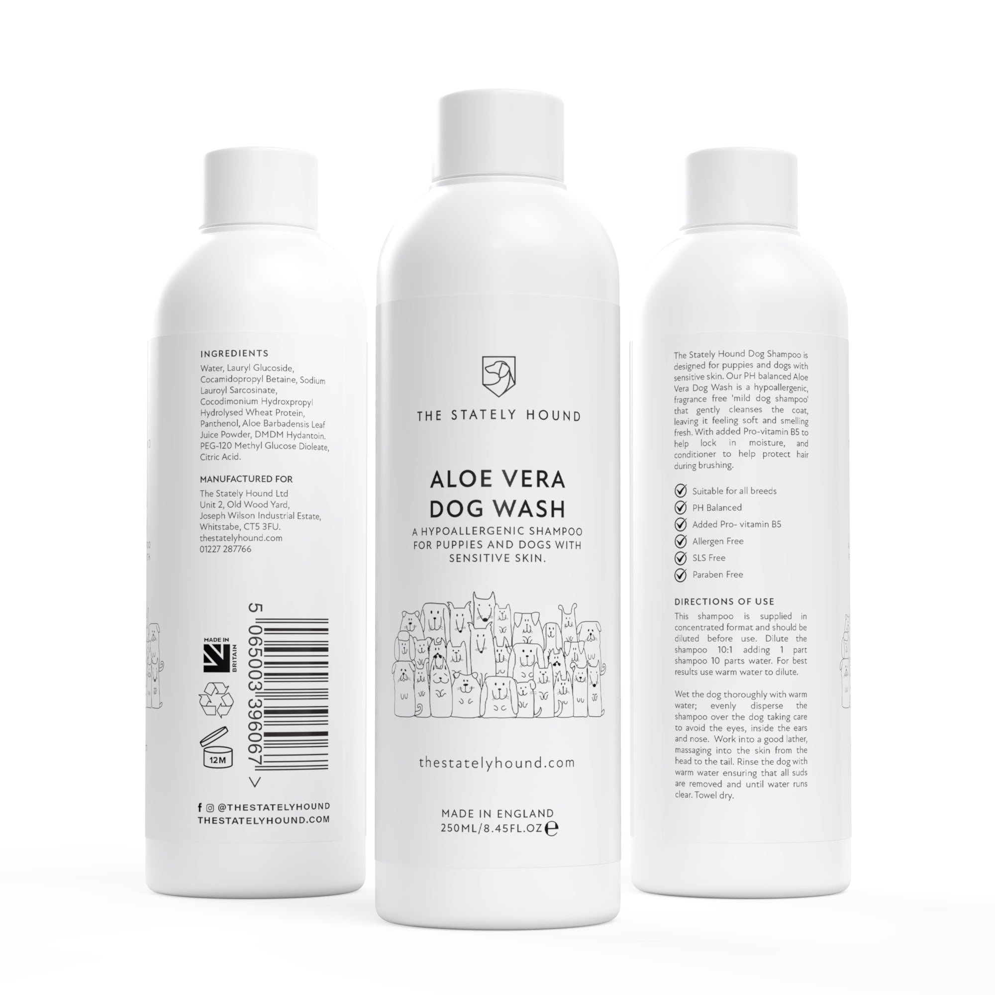Hypoallergenic Aloe Vera Dog Shampoo | Gentle, Soothing, and Perfect for Sensitive Skin The Stately Hound