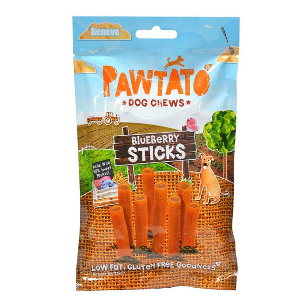 Natural Vegan Dog Treats - Benevo Pawtato Blueberry Sticks The Stately Hound