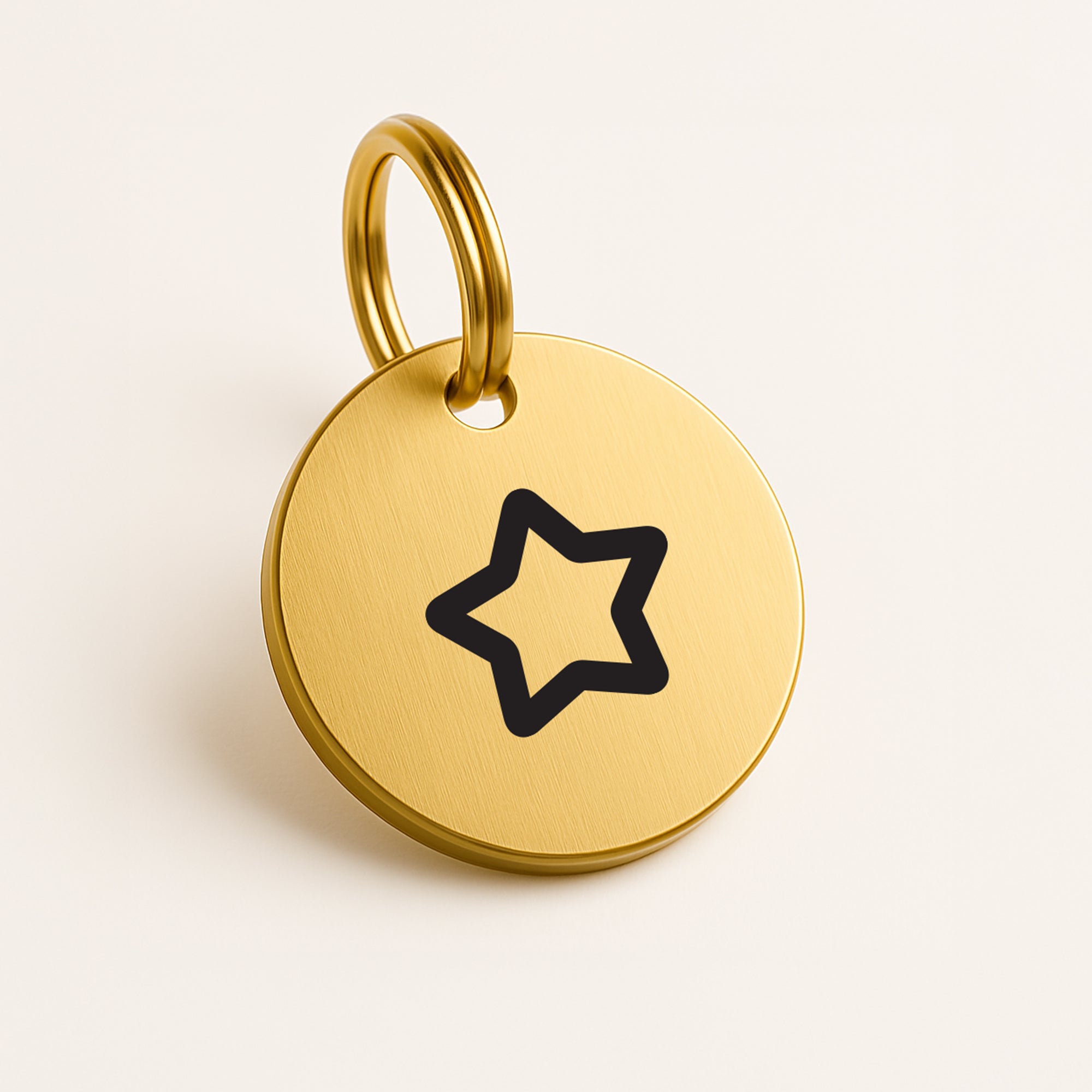No-Name Gold Brass Dog Tag with Icon Engraving & Custom Contact Info The Stately Hound
