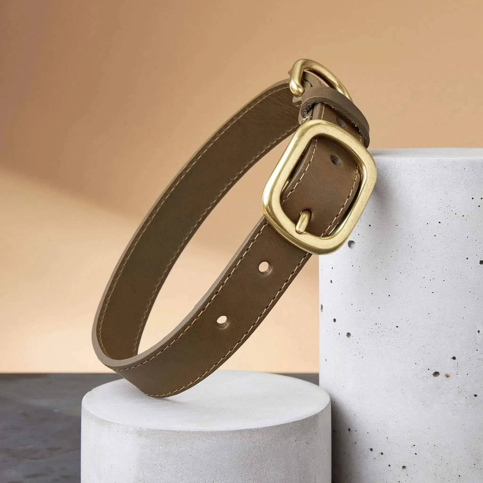 Olive Green Leather Dog Collar – Comfortable for Everyday Use The Stately Hound