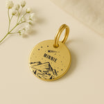 Personalised Dog Name Tag - Gold Coloured Solid Brass Starry Night Shooting Star Scene The Stately Hound