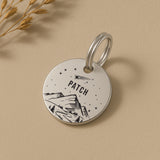 Personalised Dog Name Tag - Silver Stainless Steel Starry Night Shooting Star Scene The Stately Hound