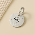 Silver Stainless Steel Personalised Dog Collar Tag with Custom Engraved Pet Name and Stars The Stately Hound