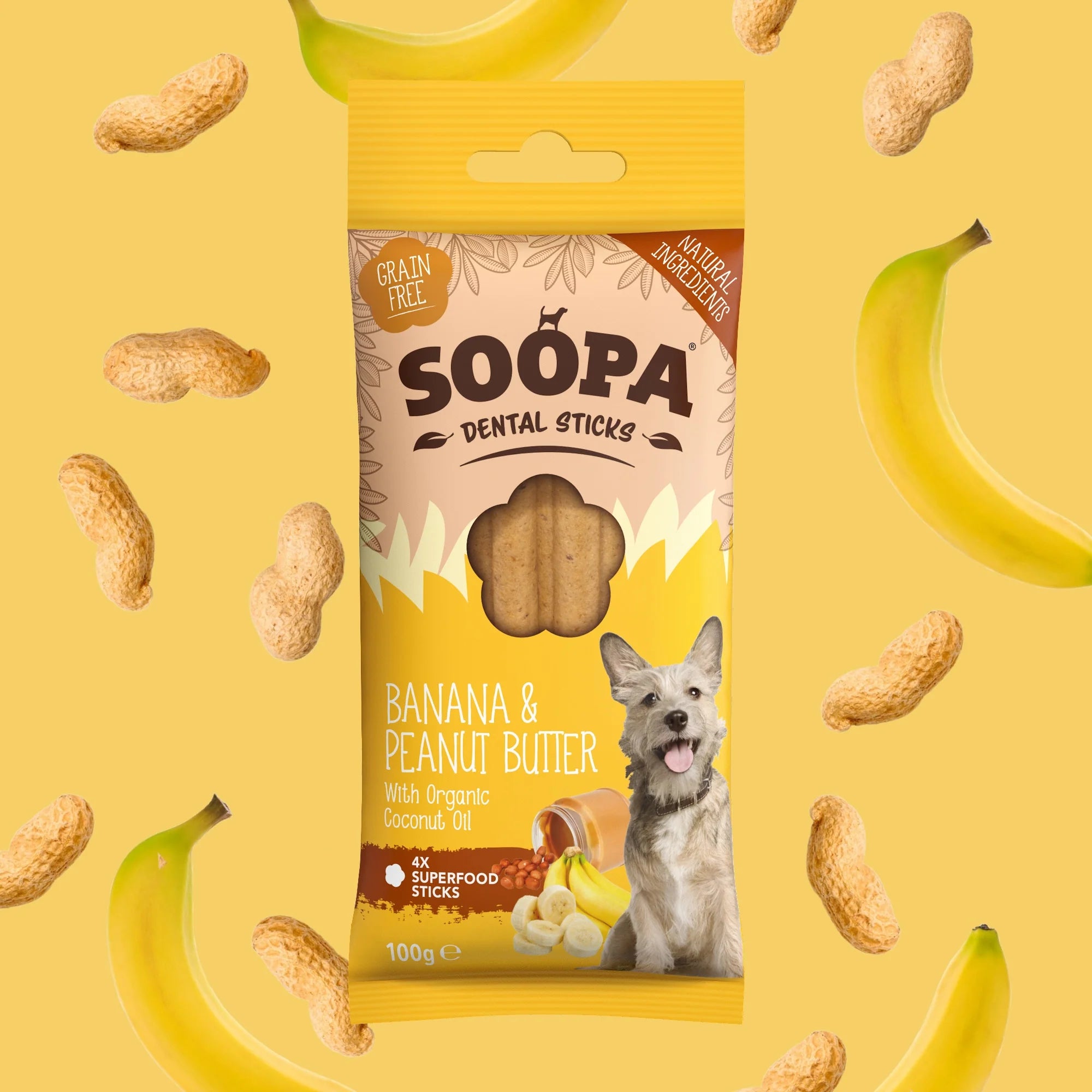 Soopa Banana & Peanut Butter Dental Sticks - Natural Dog Treats The Stately Hound