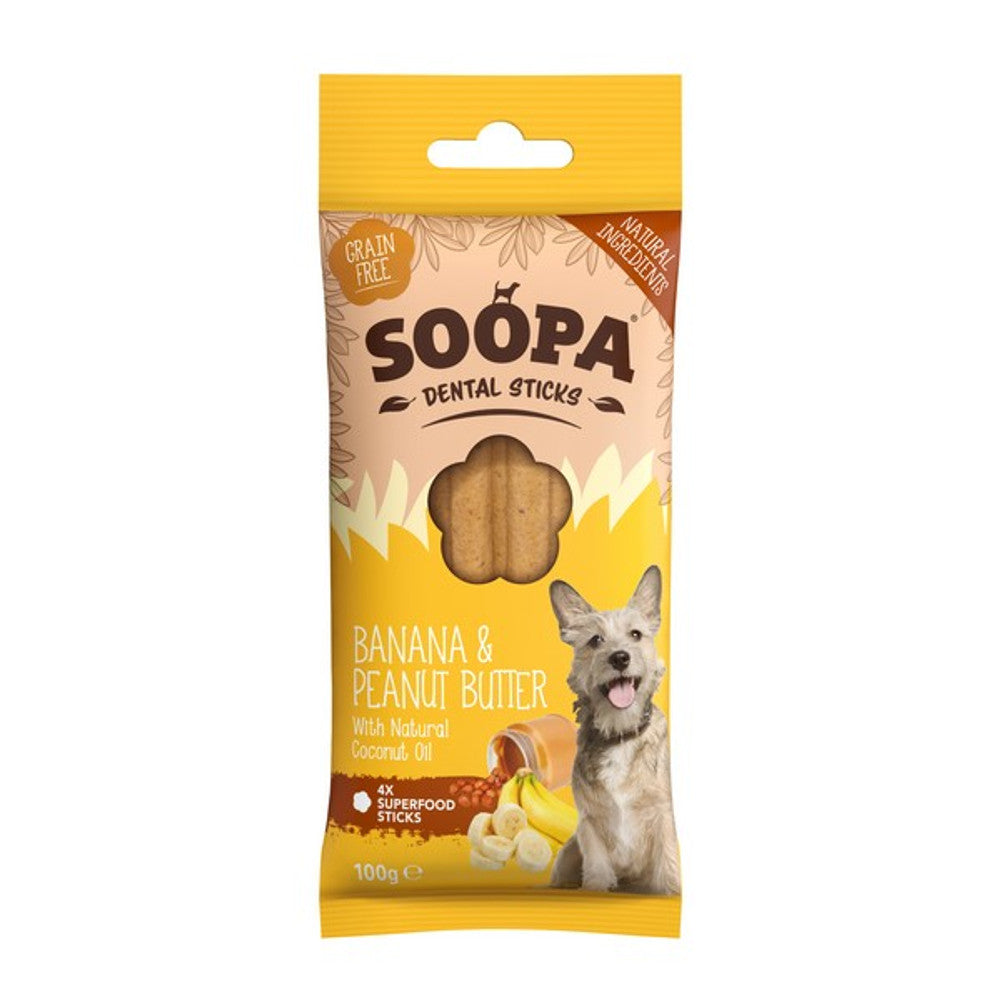 Soopa Banana & Peanut Butter Dental Sticks - Natural Dog Treats The Stately Hound
