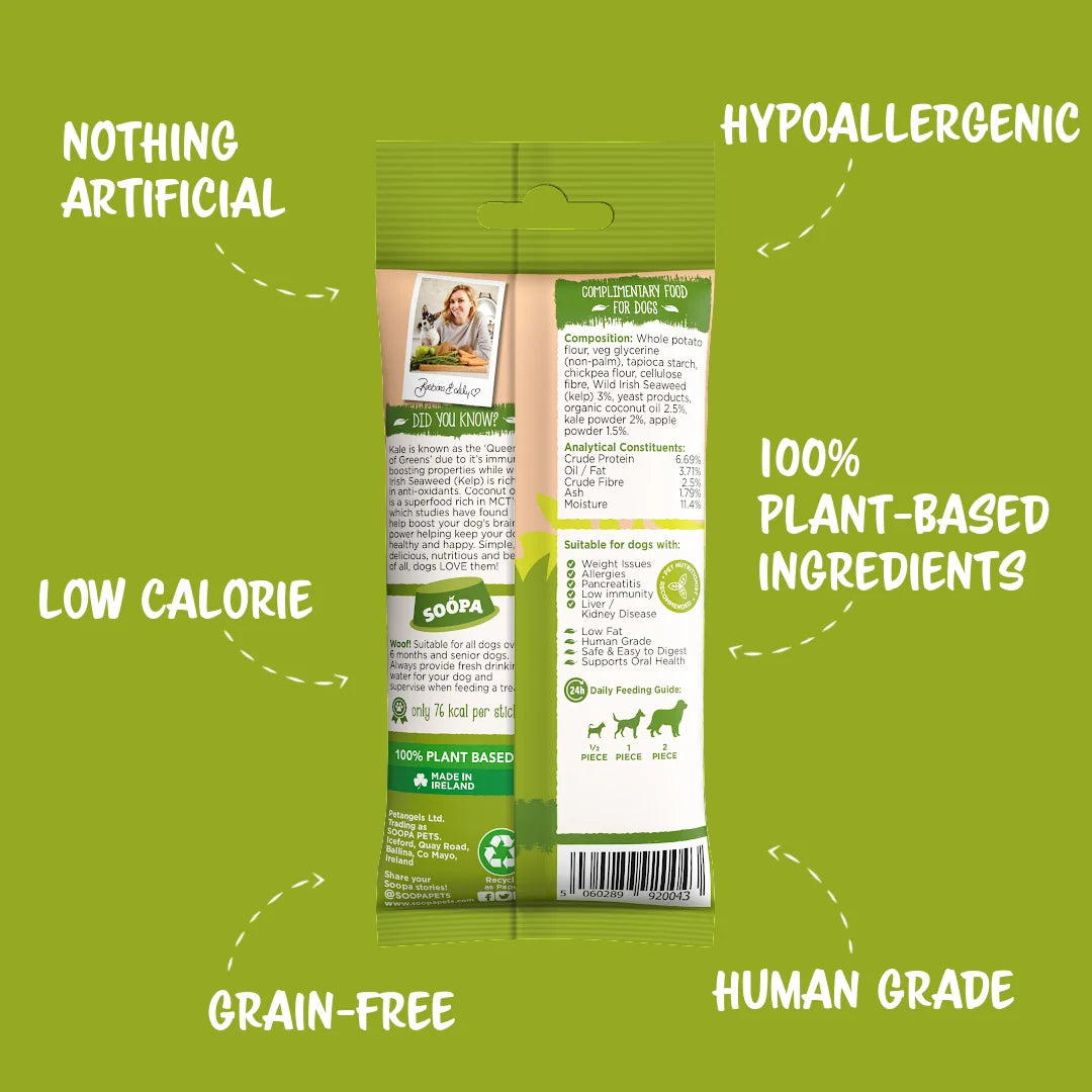 Soopa Kale & Apple Dental Sticks - Natural Dog Treats The Stately Hound