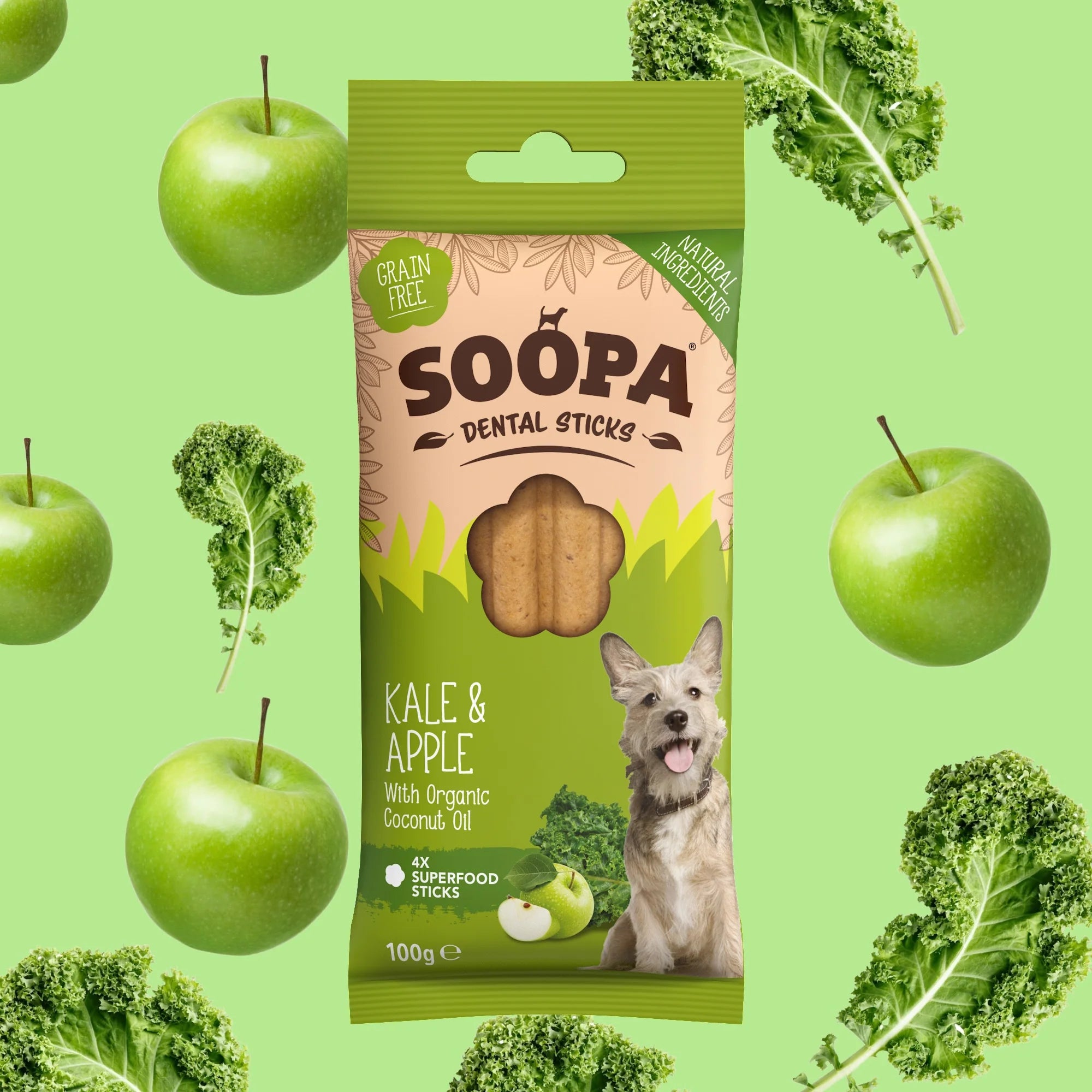 Soopa Kale & Apple Dental Sticks - Natural Dog Treats The Stately Hound
