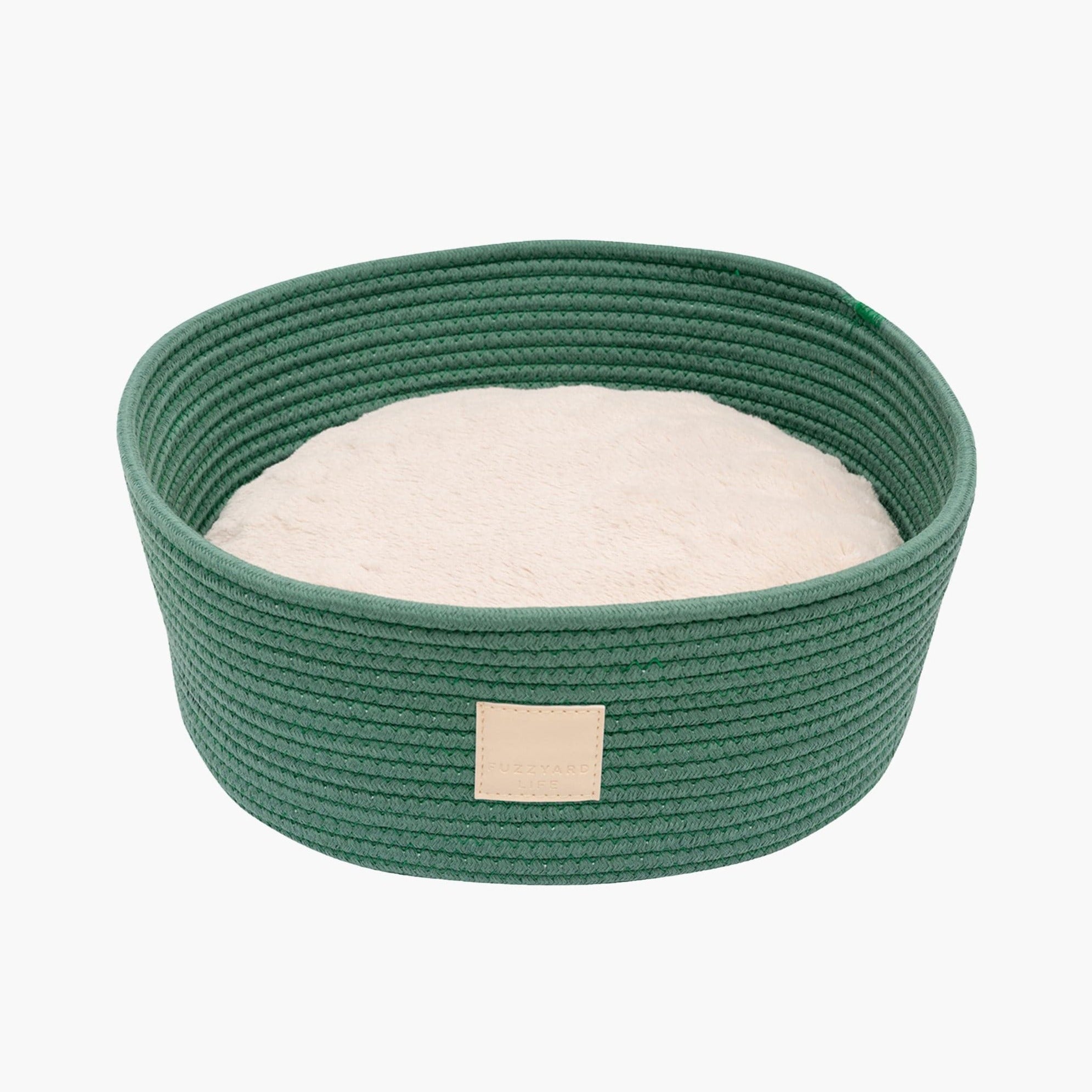 Green Rope Puppy Basket with Reversible Cushion | Cozy Comfort for New Arrivals The Stately Hound