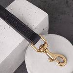 Luxury Black Leather Dog Lead & Stitch Detailing, Handmade in the UK The Stately Hound