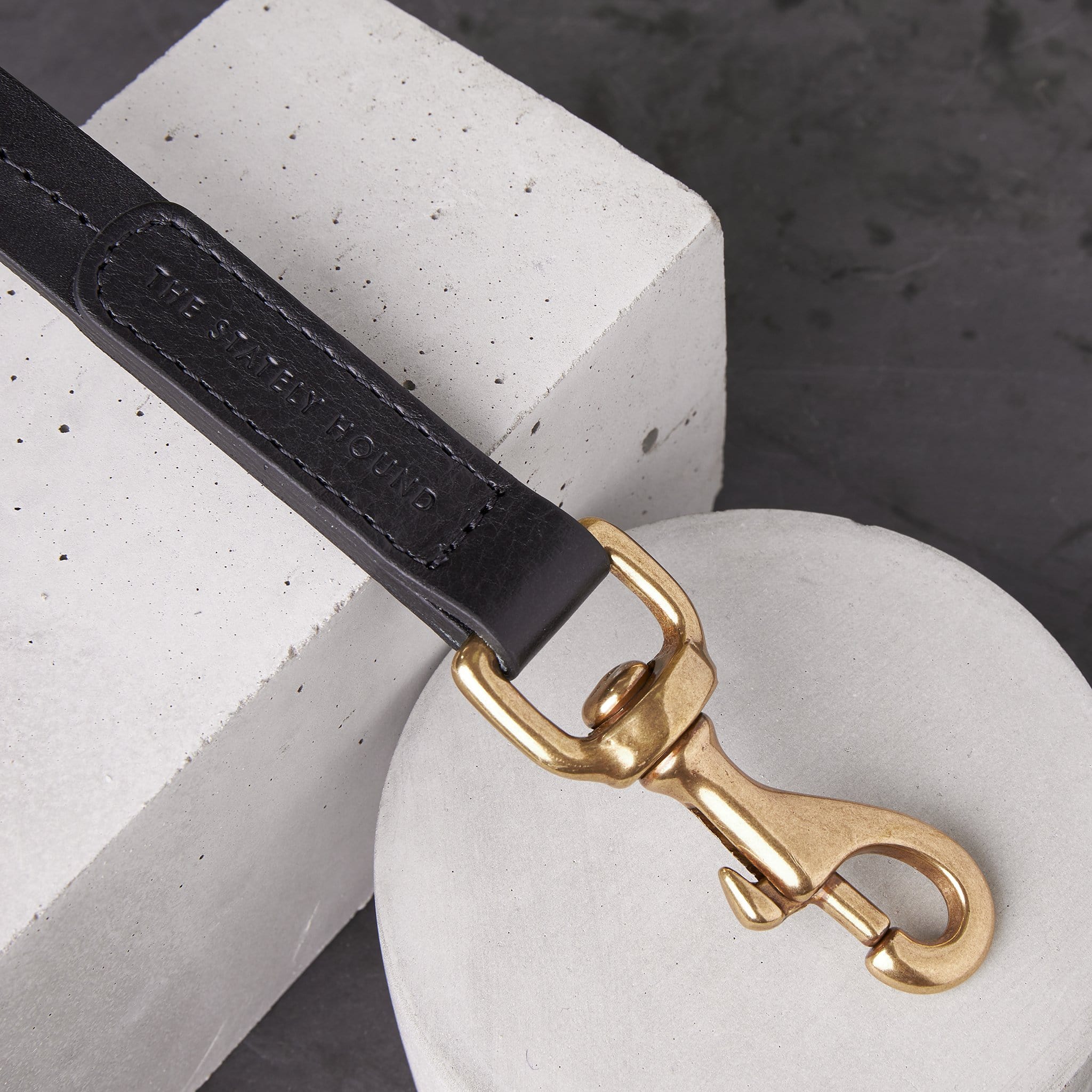 Luxury Black Leather Dog Lead & Stitch Detailing, Handmade in the UK The Stately Hound