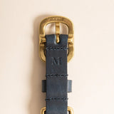 Luxury Dark Blue Leather Dog Collar with Center Ring, Handmade in the UK The Stately Hound