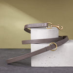 Luxury Taupe Grey Leather Dog Collar with Center Ring, Handmade in the UK The Stately Hound