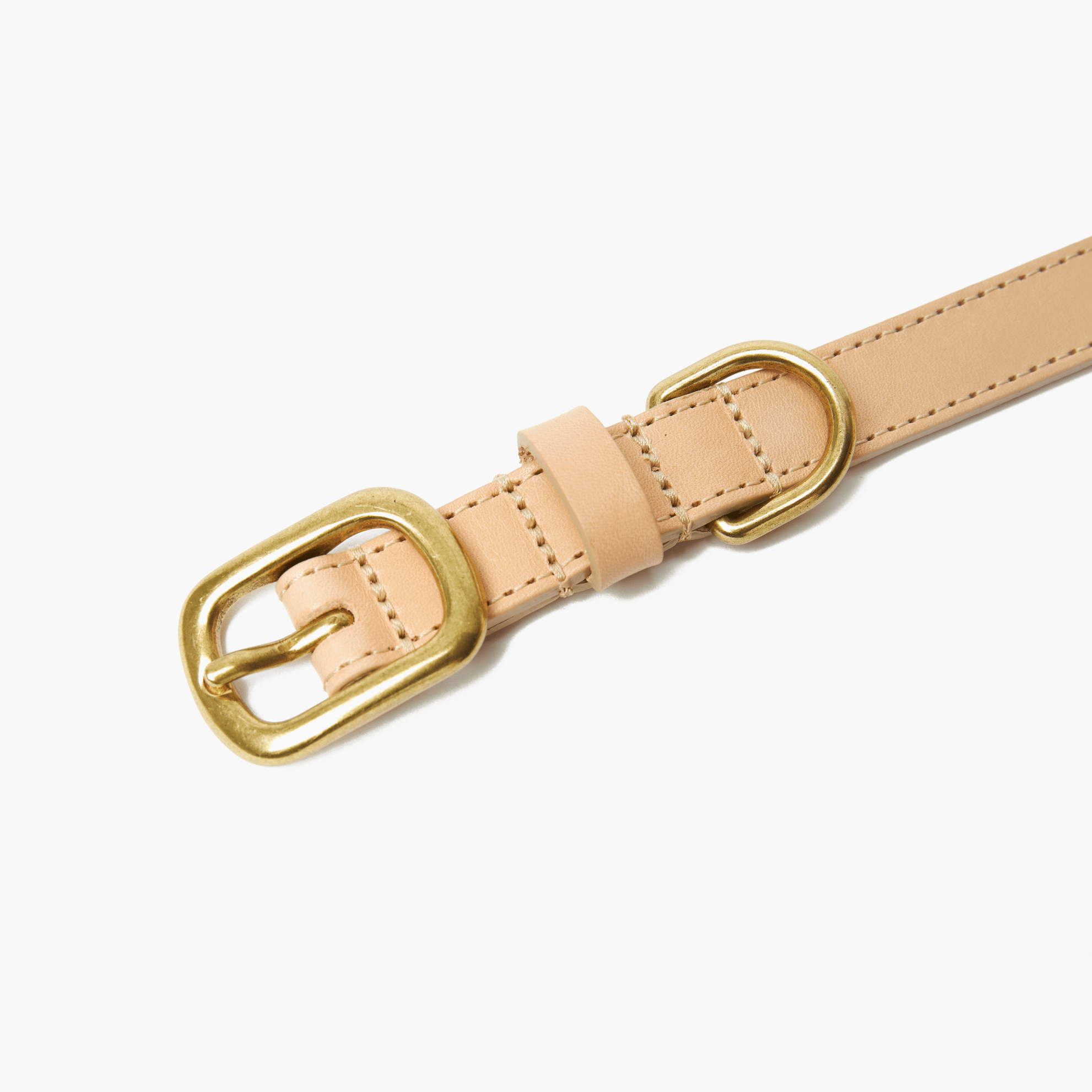 Nude Leather Dog Collar & Lead Set with Gold Hardware The Stately Hound
