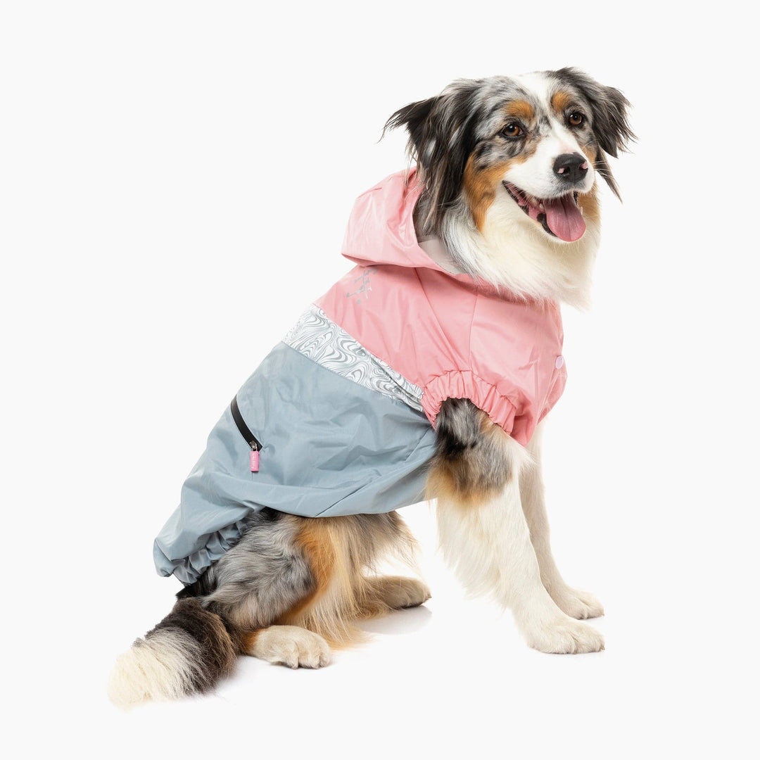 The Seattle Dog Raincoat in Pink and Grey