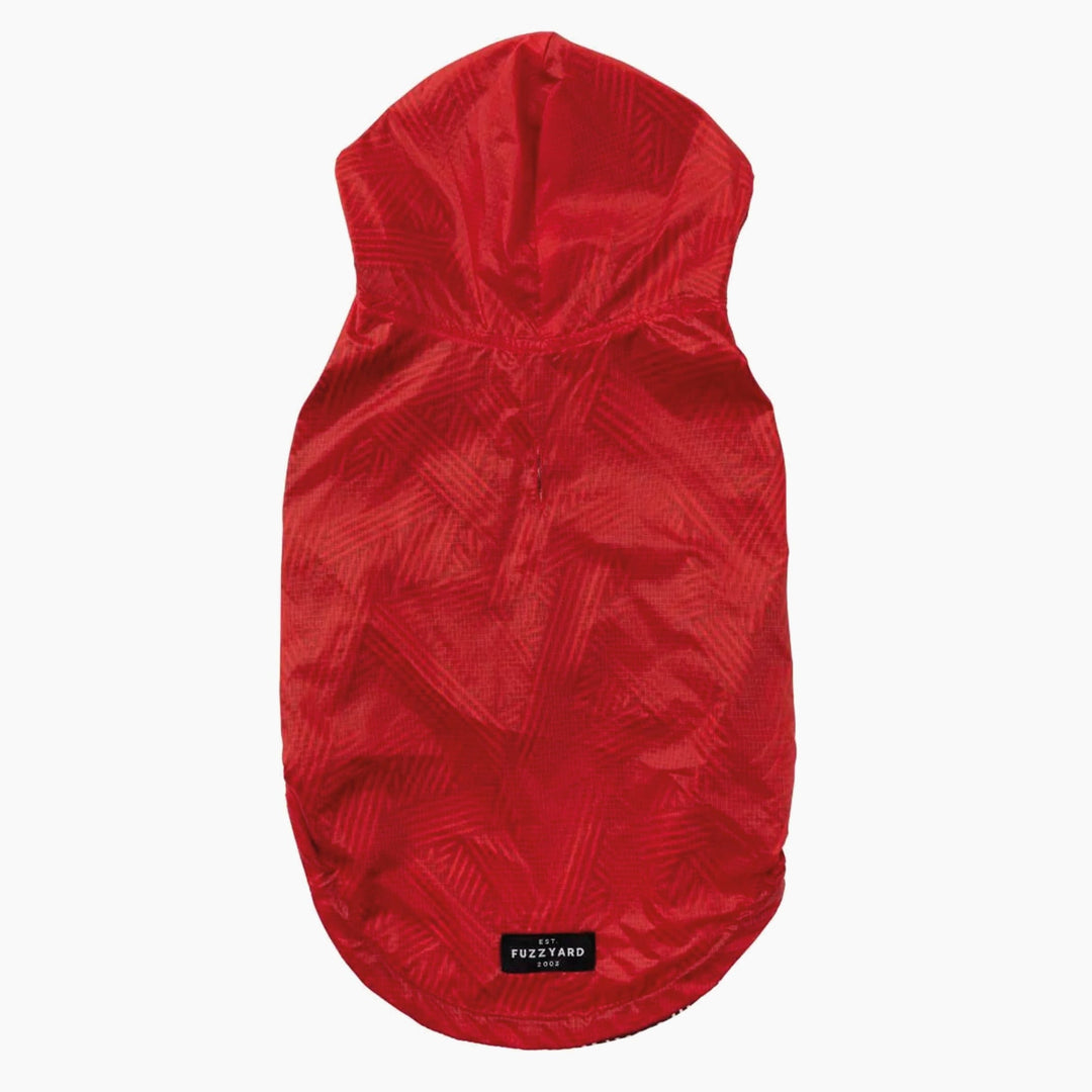 Flipside Rainproof Reversible Dog Coat in Red, Black & White