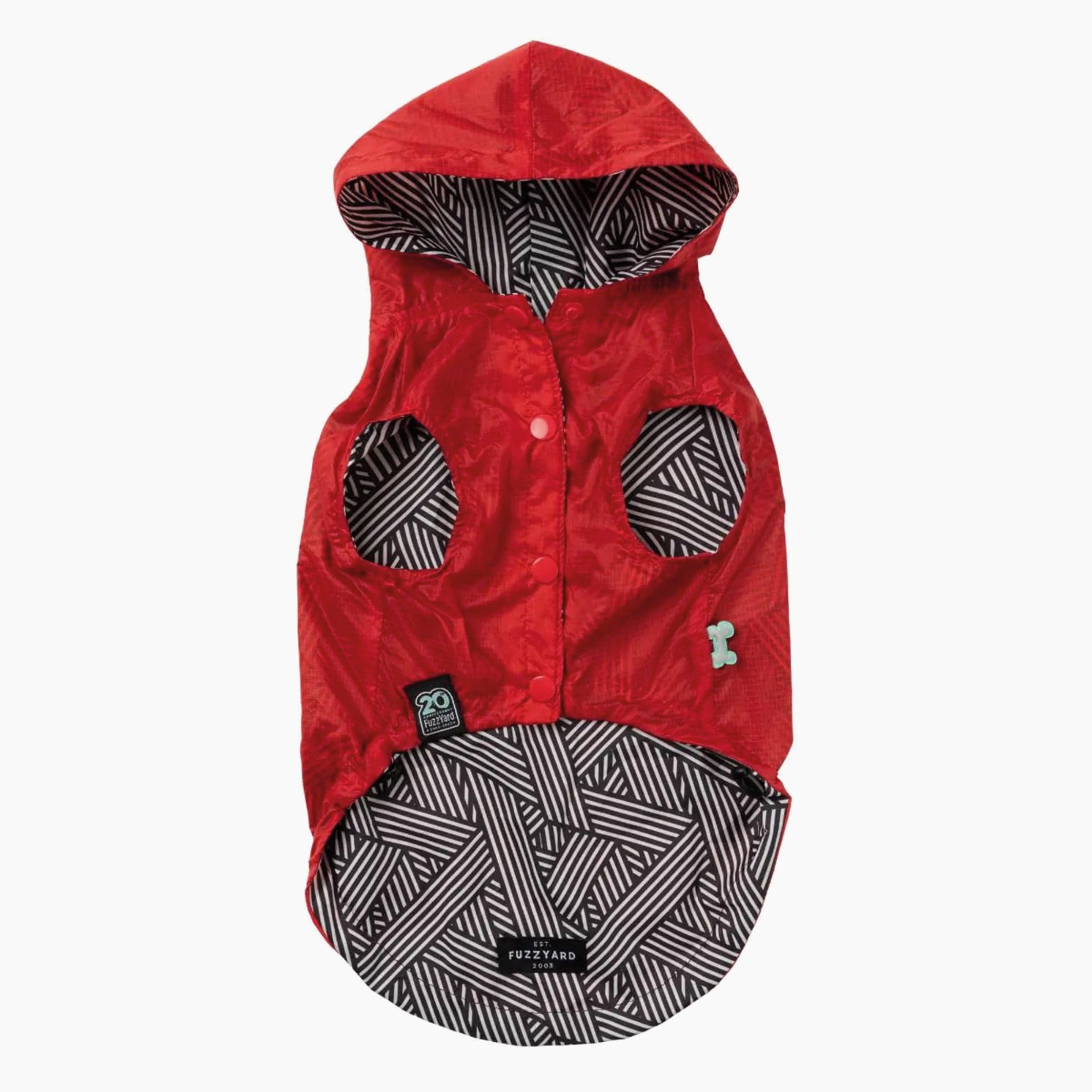 Flipside Rainproof Reversible Dog Coat in Red, Black & White The Stately Hound