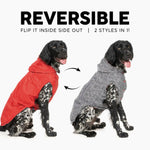 Flipside Rainproof Reversible Dog Coat in Red, Black & White The Stately Hound