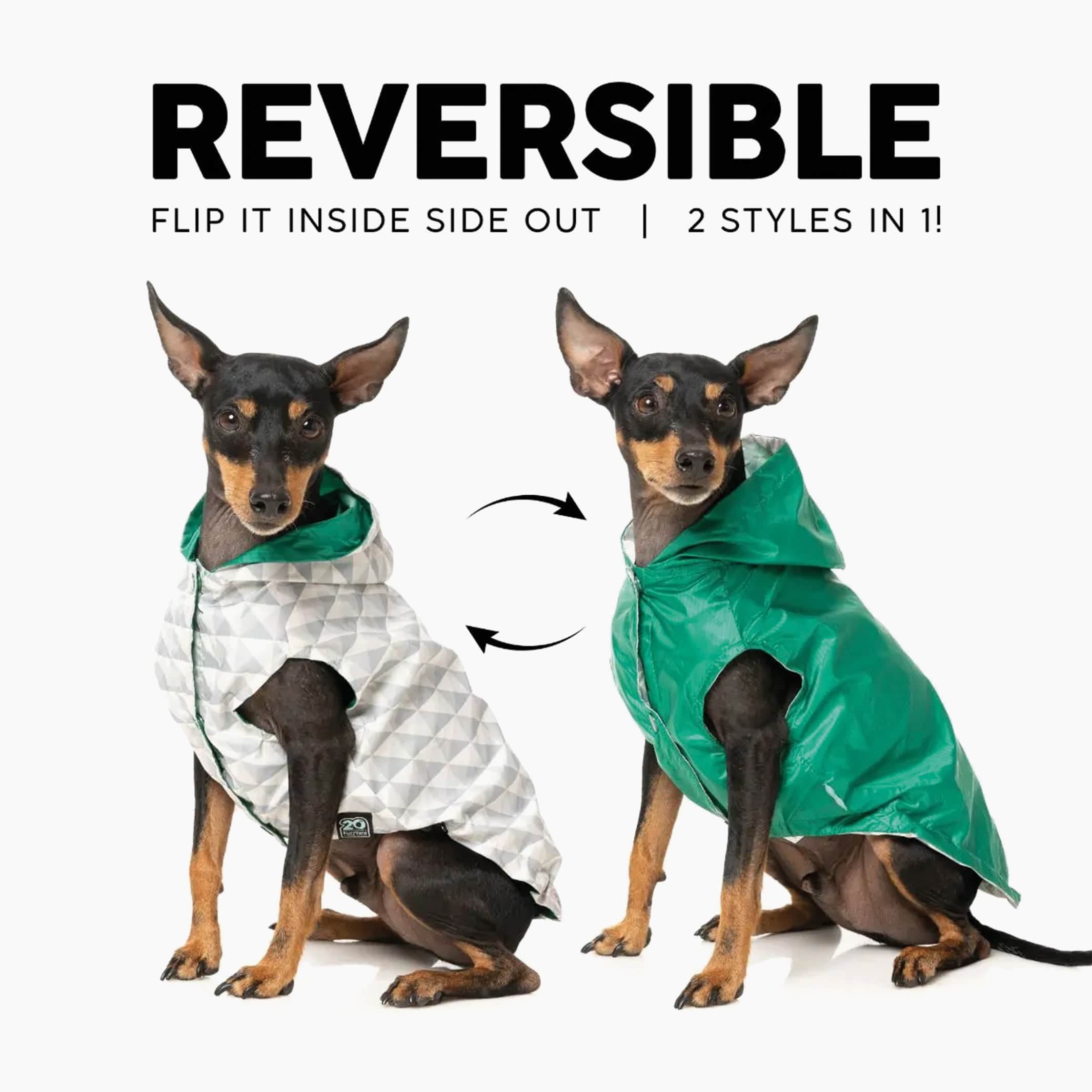 Flipside Rainproof Reversible Dog Coat in Green / Beige The Stately Hound