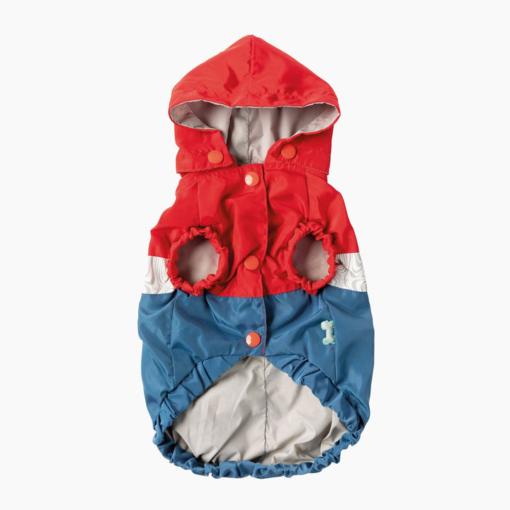 The Seattle Dog Water Resistant Raincoat in Red and Blue