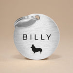 Custom Silver Stainless Steel Dog Tag with Name, Breed Silhouette & Contact Info The Stately Hound