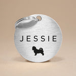 Custom Silver Stainless Steel Dog Tag with Name, Breed Silhouette & Contact Info The Stately Hound