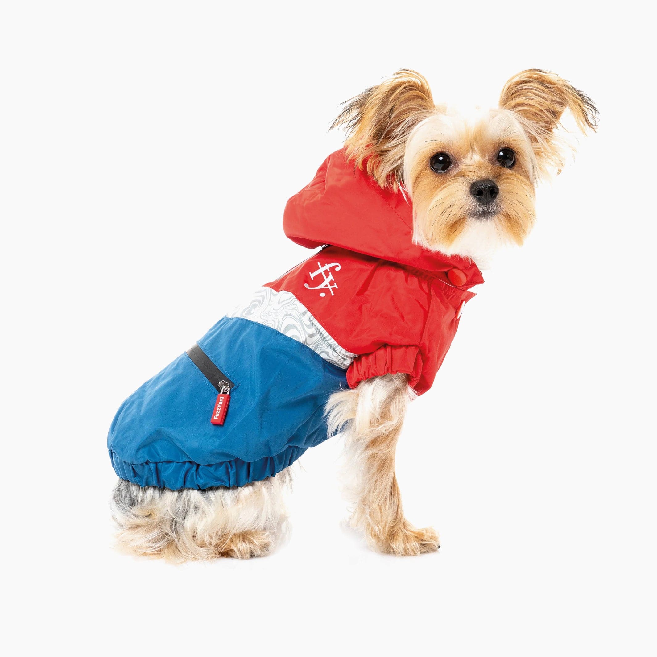 The Seattle Dog Water Resistant Raincoat in Red and Blue The Stately Hound