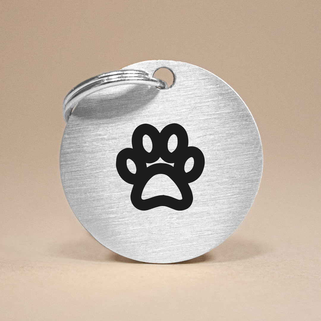 Engraved Silver Stainless Steel Paw Design Pet Tag - Elegant & Secure