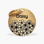 Personalised Brass Pet Tag with Daisy Design The Stately Hound