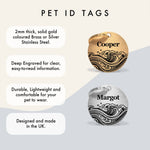 Personalised Brass Pet Tag with Ocean Waves Design The Stately Hound