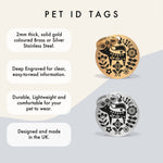 Scandi Fox Design Dog ID Tag - Personalised Silver Stainless Steel Tag with Engraved Contact Details The Stately Hound