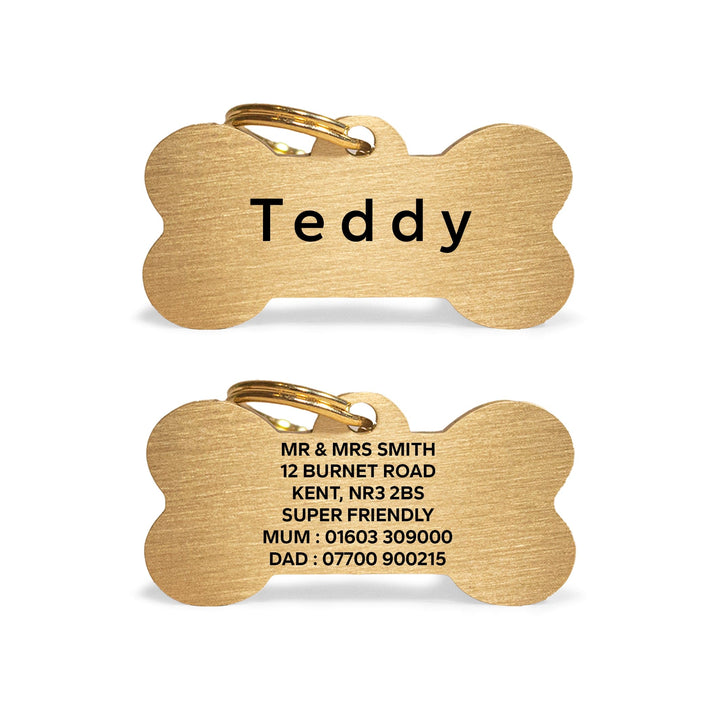 Handcrafted Solid Brass Bone Dog Name Tag - Stylish, Durable, and Personalised