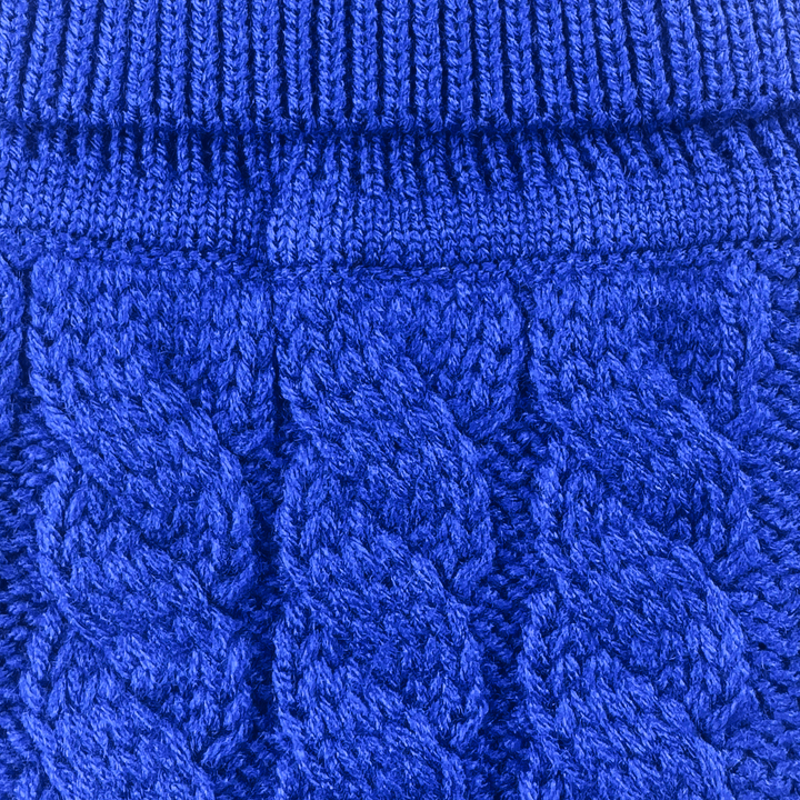 Cable-knit woven Dog Jumper in Royal Blue - The Rascal