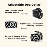 Adjustable Black & White Geometric Dog Collar - Water-Resistant & Durable The Stately Hound
