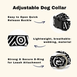 Geometric Print Dog Collar & Lead Set in Black & White The Stately Hound