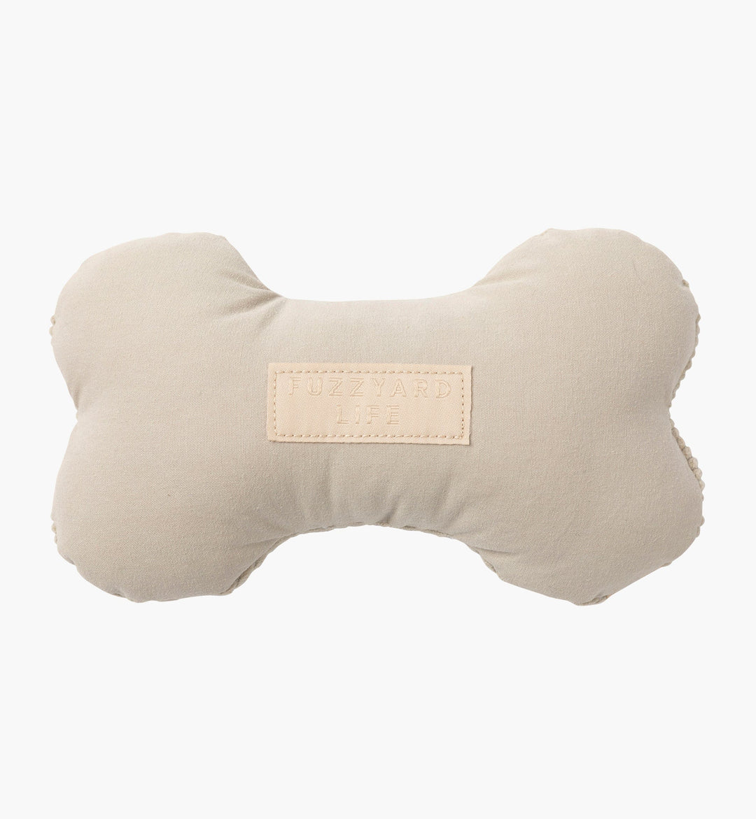 Dual-Sided Bone Dog Toy in Sandstone - Soft, Cuddly, and Durable
