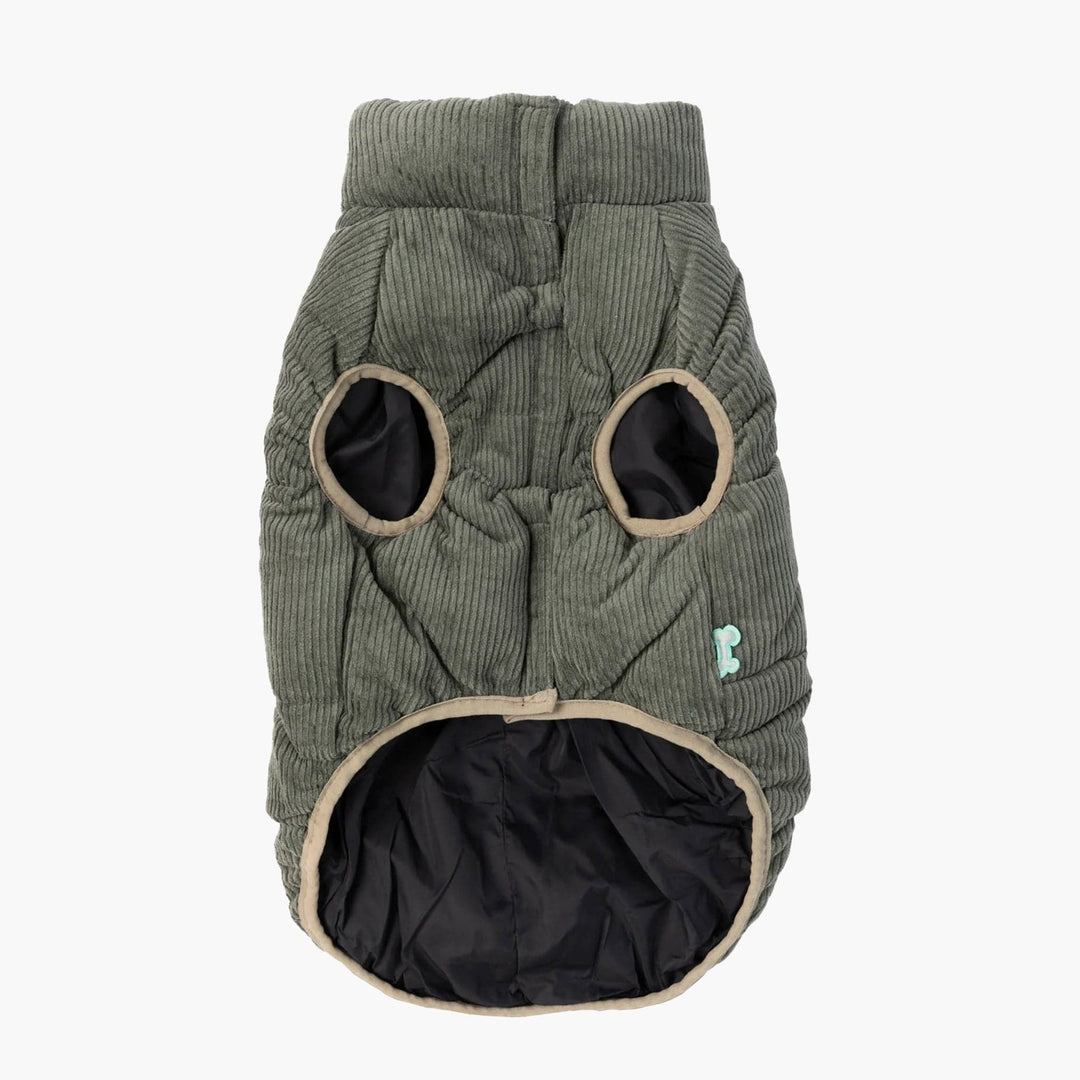 FuzzYard Khaki Green Mosman Corduroy Dog Puffer Jacket