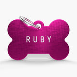 Pink Custom Engraved Pet Name Tag - Aluminium Bone Shaped ID for Pets The Stately Hound