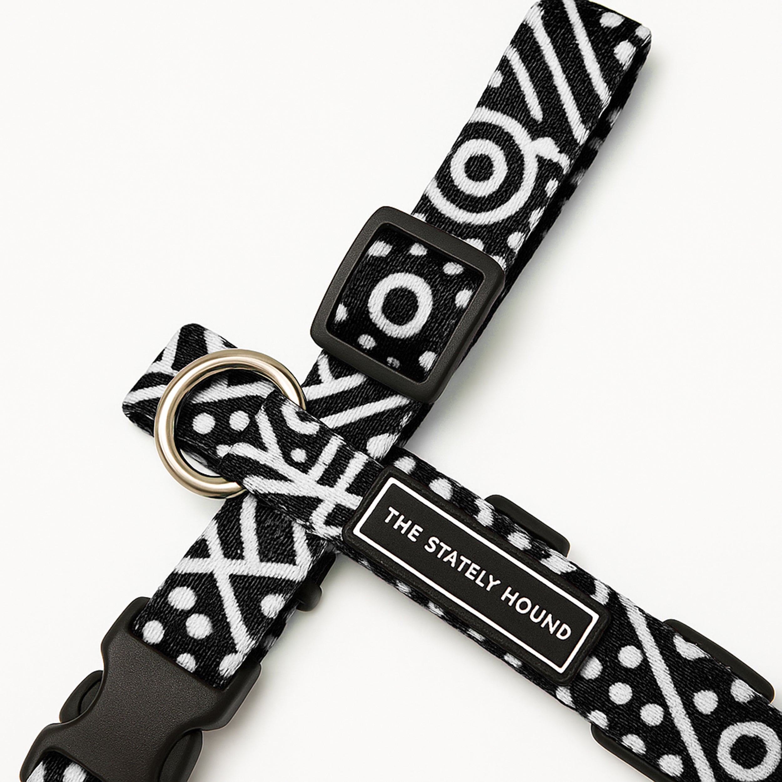 Geometric Print Dog Harness in Black & White