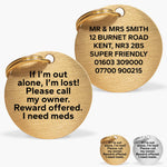 Gold-Tone Brass Personalised Pet Tag with Custom Engraved Contact Info The Stately Hound