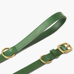 Emerald Green Leather Dog Lead with Gold Hardware The Stately Hound