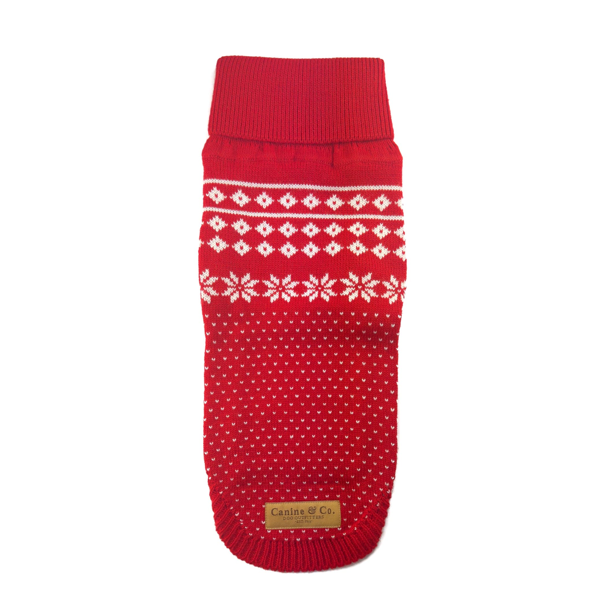 Red and White Fair Isle Christmas Dog Jumper The Stately Hound