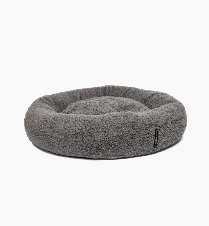 Luxury Round Donut Calming Dog Bed in Grey