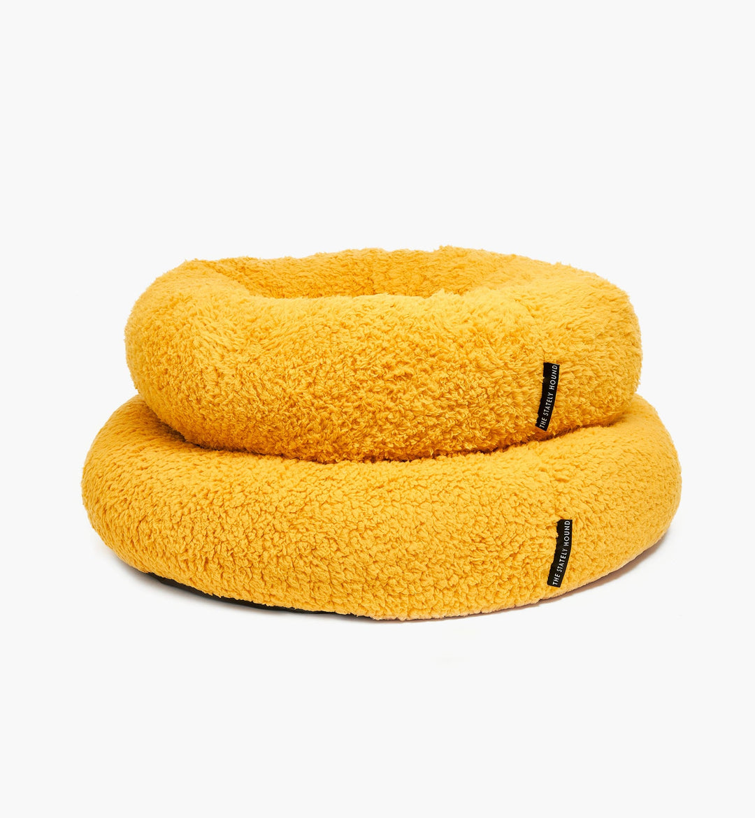 Luxury Round Donut Calming Dog Bed in Yellow