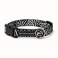 Adjustable Black & White Geometric Dog Collar - Water-Resistant & Durable