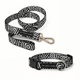 Geometric Print Dog Collar & Lead Set in Black & White The Stately Hound
